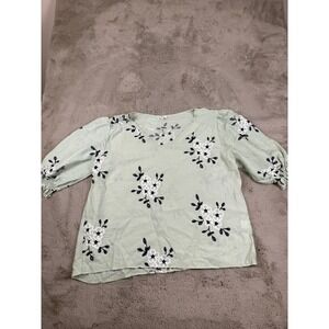 NWOT Kindred Floral Embroidered Blouse Puff Sleeve Top Lightweight 3X Cottagecor